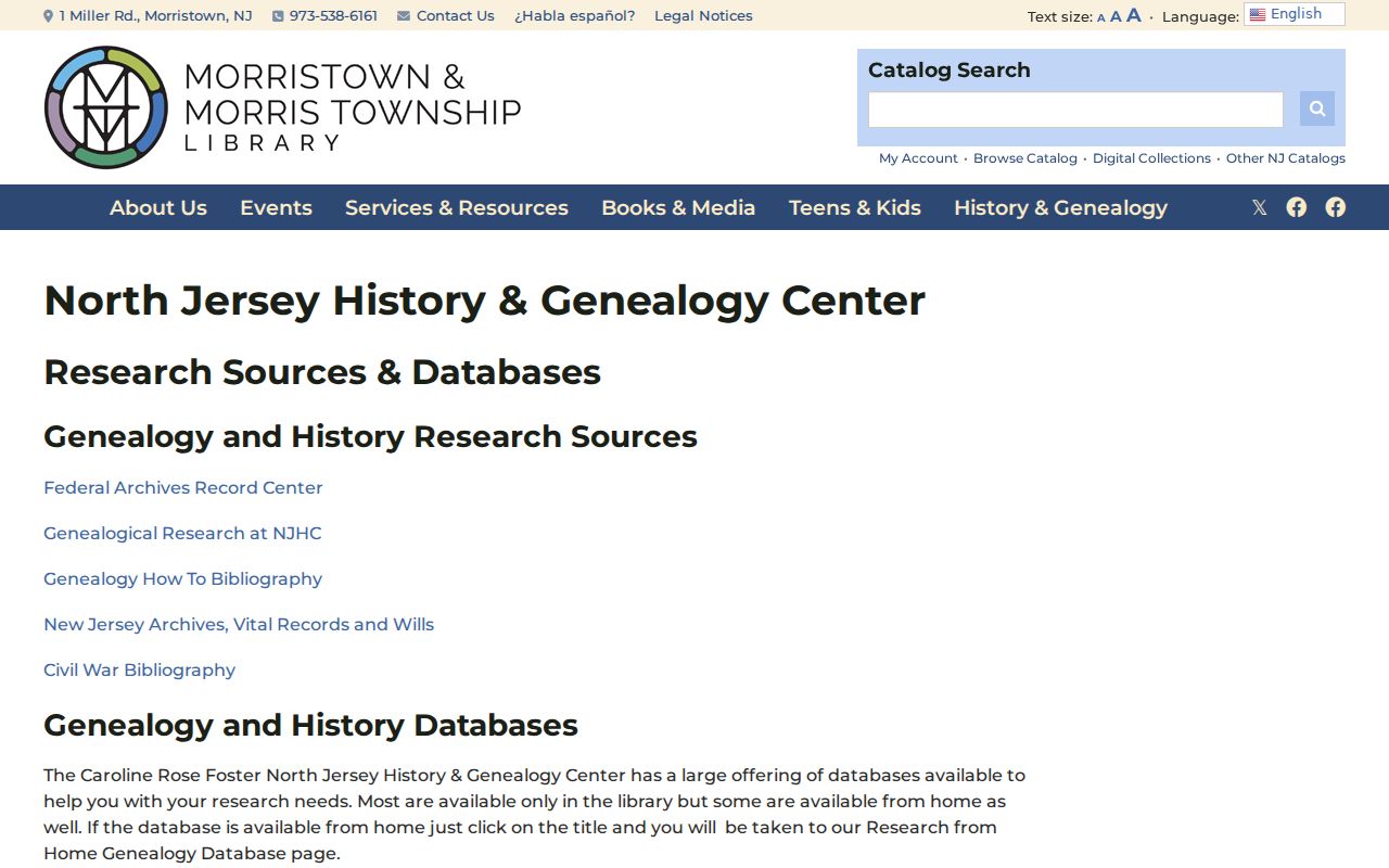Roxbury previous residents research at the North Jersey History and Genealogy Center