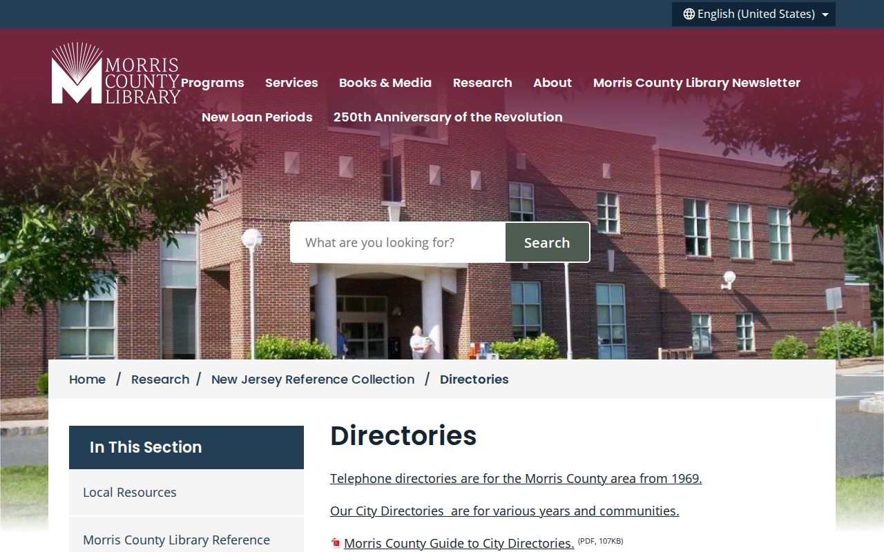 Roxbury previous residents directory research at Morris County Library