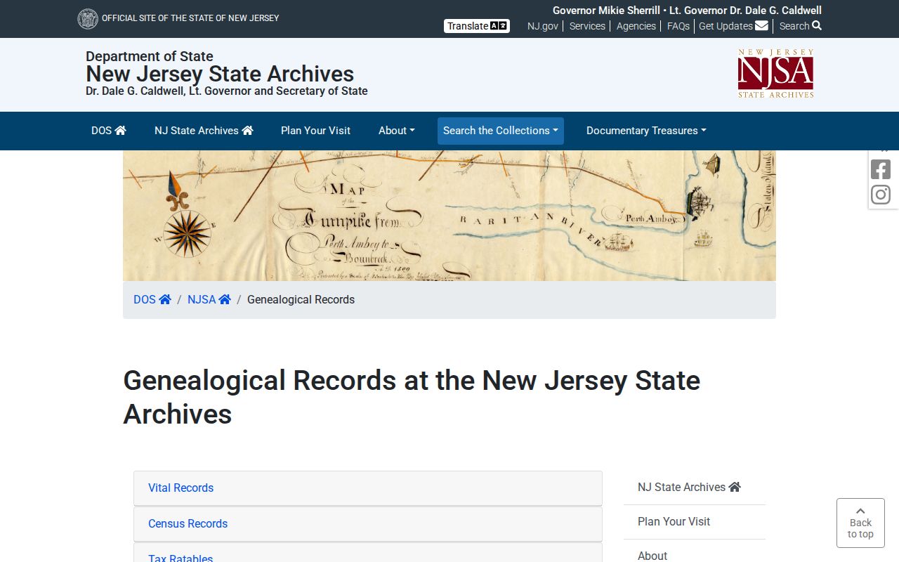 Roxbury previous residents research through New Jersey State Archives genealogy collections