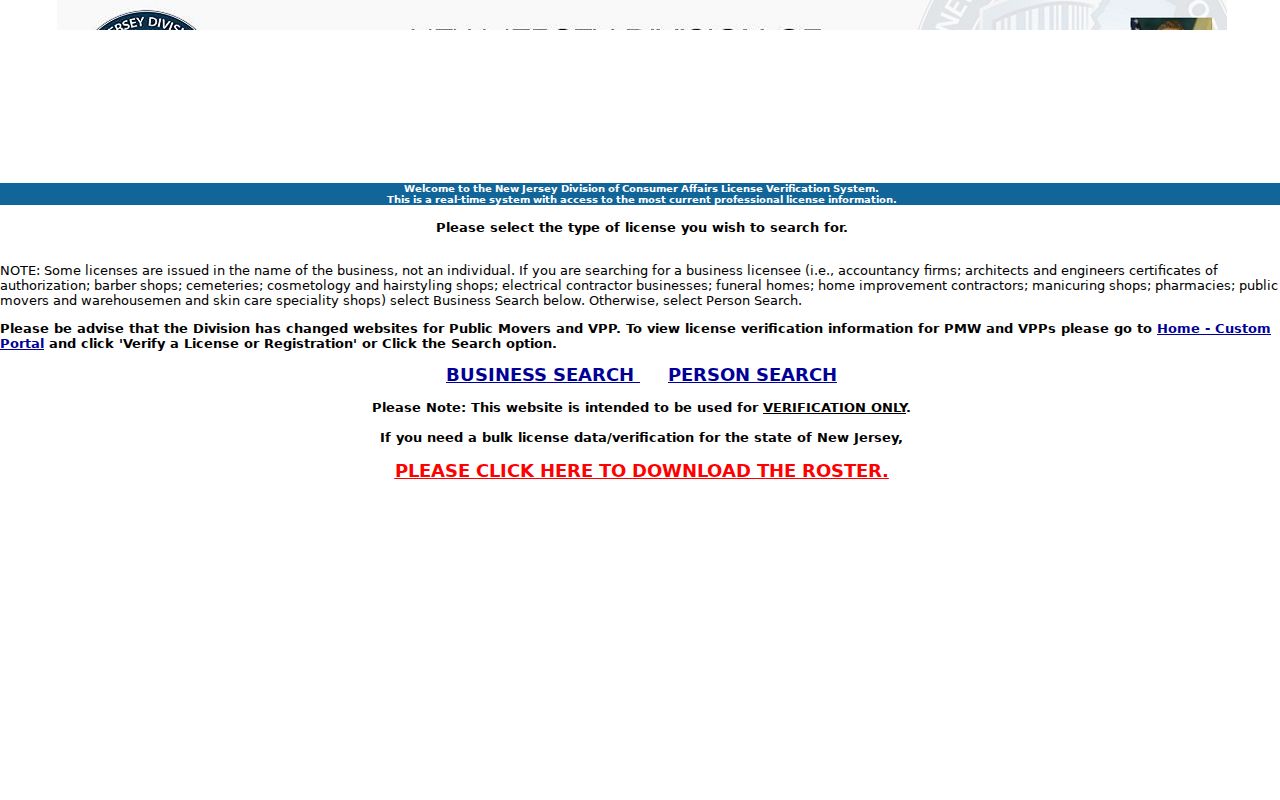 Roxbury residents directory New Jersey license verification search