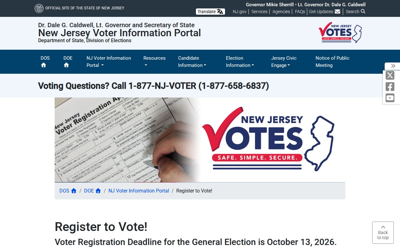 Roxbury residents directory New Jersey voter registration search route