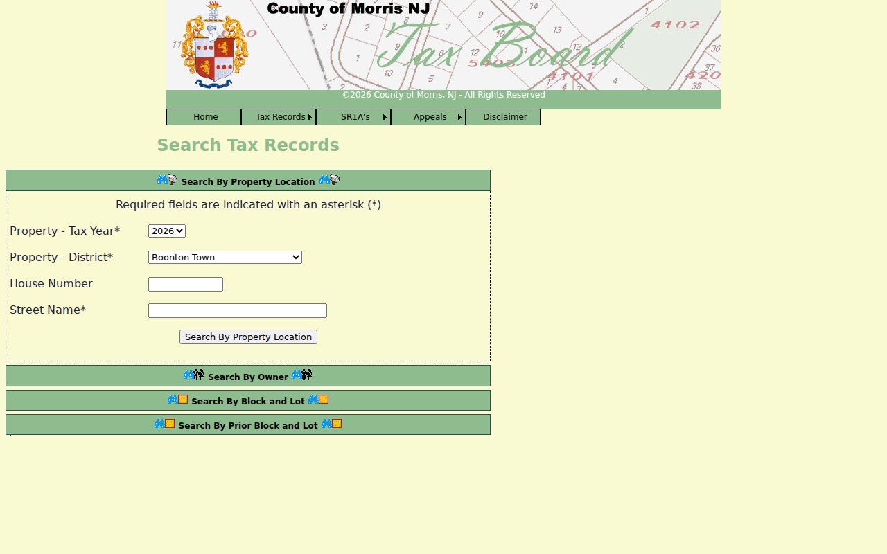Roxbury residents directory Morris County Tax Board property search